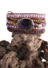 Boho Bracelet, RH 5 Layers Leather Wrap Bracelet, Crystal and Natural Stones